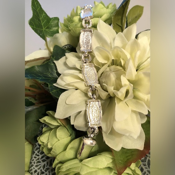 Silver Tone w/Black Accents Fashion Link Bracelet - Picture 5 of 9